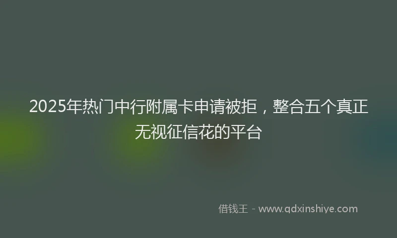 2025年热门中行附属卡申请被拒，整合五个真正无视征信花的平台