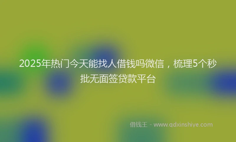 2025年热门今天能找人借钱吗微信，梳理5个秒批无面签贷款平台