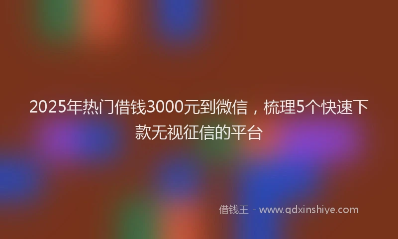 2025年热门借钱3000元到微信，梳理5个快速下款无视征信的平台