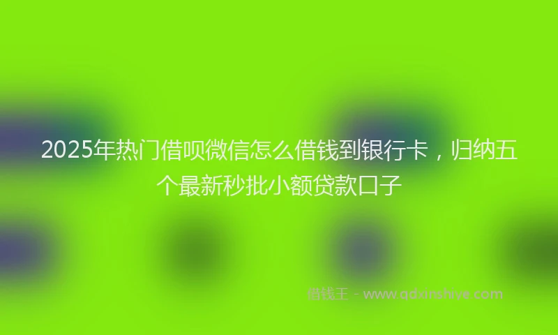 2025年热门借呗微信怎么借钱到银行卡，归纳五个最新秒批小额贷款口子