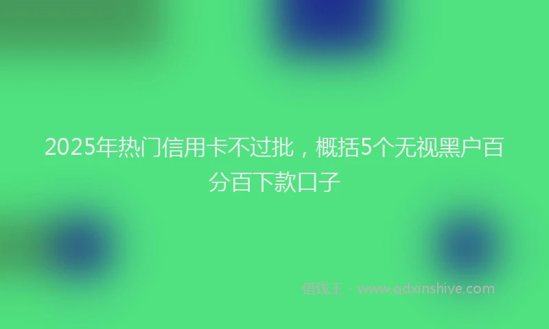 2025年热门信用卡不过批，概括5个无视黑户百分百下款口子
