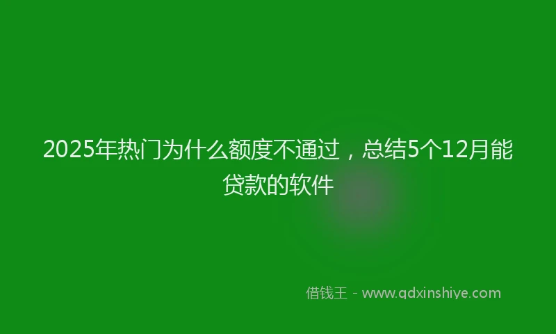 2025年热门为什么额度不通过，总结5个12月能贷款的软件