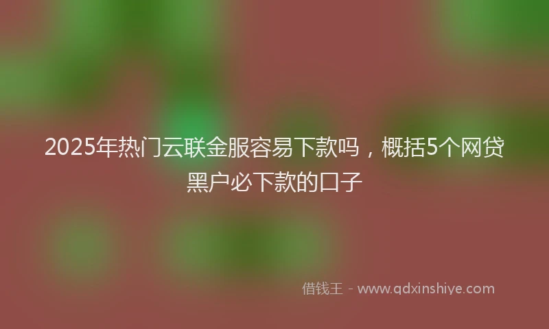 2025年热门云联金服容易下款吗，概括5个网贷黑户必下款的口子