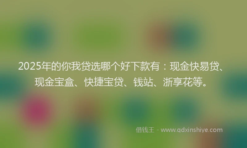 2025年的你我贷选哪个好下款有：现金快易贷、现金宝盒、快捷宝贷、钱站、浙享花等。
