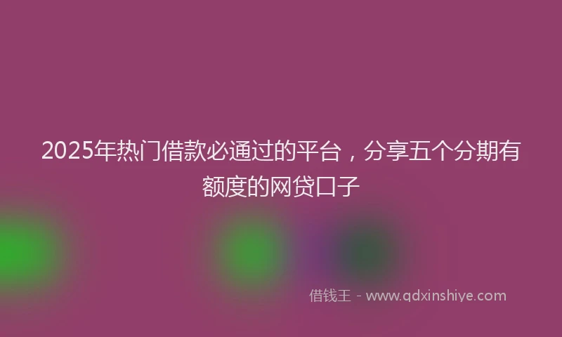 2025年热门借款必通过的平台，分享五个分期有额度的网贷口子