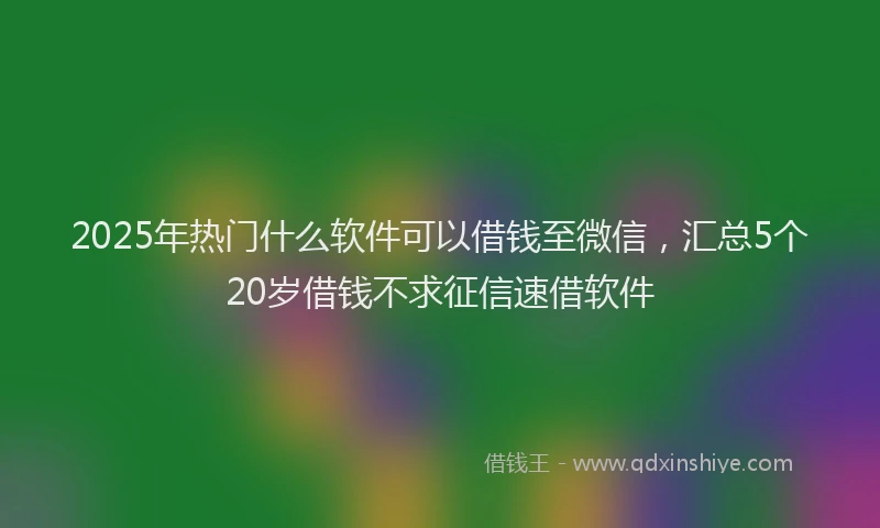 2025年热门什么软件可以借钱至微信，汇总5个20岁借钱不求征信速借软件