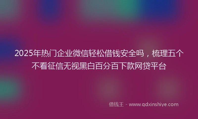 2025年热门企业微信轻松借钱安全吗，梳理五个不看征信无视黑白百分百下款网贷平台