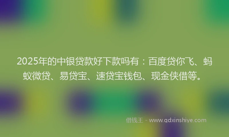 2025年的中银贷款好下款吗有：百度贷你飞、蚂蚁微贷、易贷宝、速贷宝钱包、现金侠借等。
