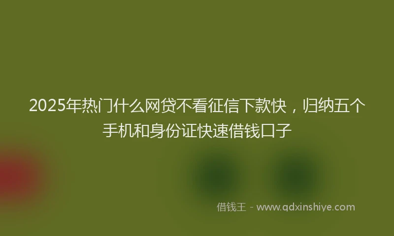 2025年热门什么网贷不看征信下款快，归纳五个手机和身份证快速借钱口子