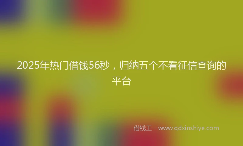 2025年热门借钱56秒，归纳五个不看征信查询的平台