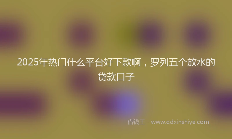 2025年热门什么平台好下款啊，罗列五个放水的贷款口子