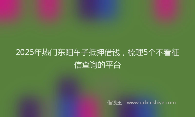 2025年热门东阳车子抵押借钱，梳理5个不看征信查询的平台