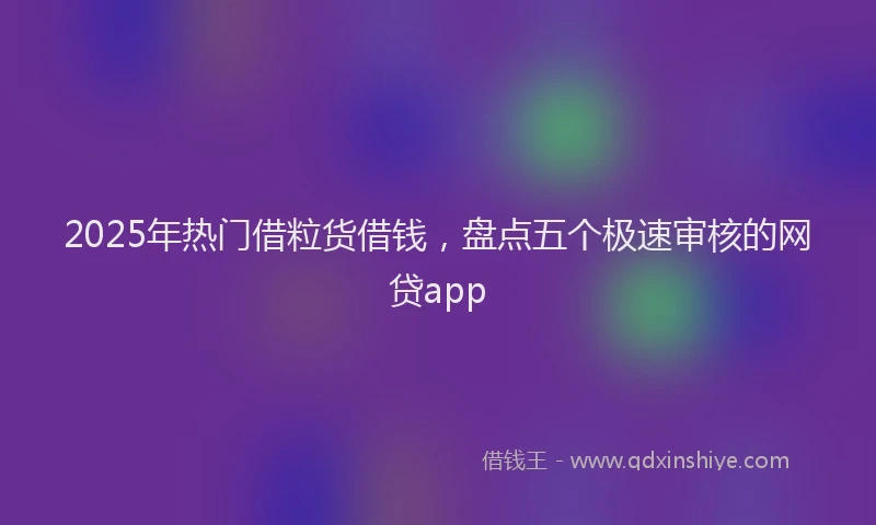 2025年热门借粒货借钱，盘点五个极速审核的网贷app