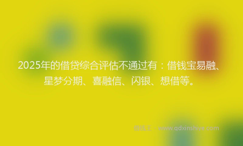2025年的借贷综合评估不通过有：借钱宝易融、星梦分期、喜融信、闪银、想借等。