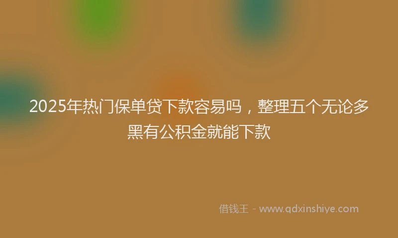 2025年热门保单贷下款容易吗，整理五个无论多黑有公积金就能下款