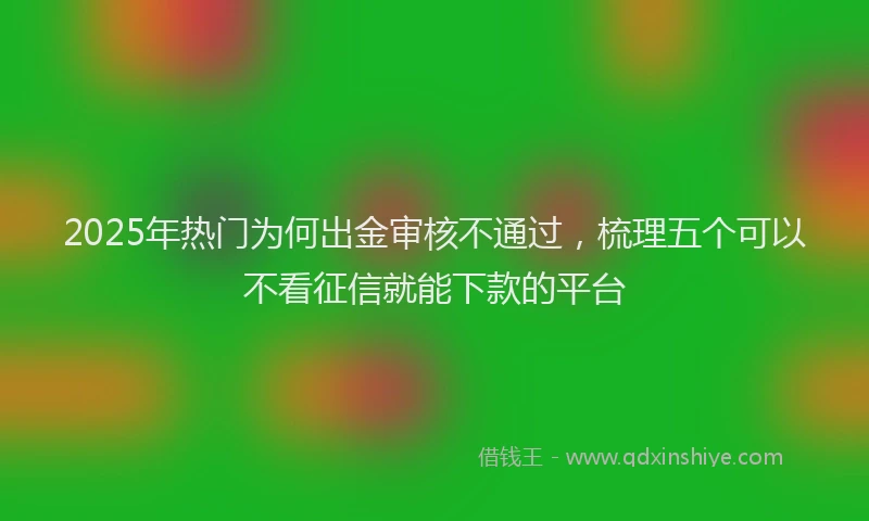 2025年热门为何出金审核不通过，梳理五个可以不看征信就能下款的平台