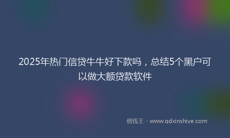 2025年热门信贷牛牛好下款吗，总结5个黑户可以做大额贷款软件