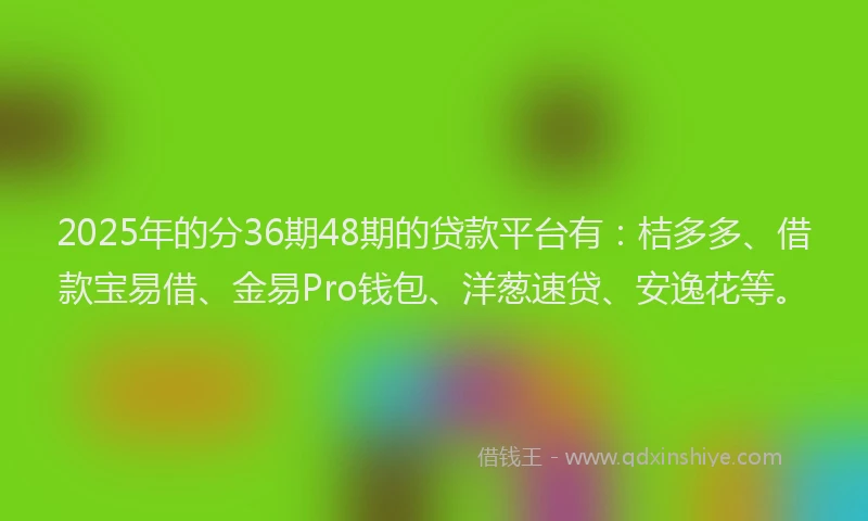 2025年的分36期48期的贷款平台有：桔多多、借款宝易借、金易Pro钱包、洋葱速贷、安逸花等。