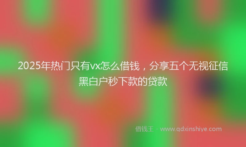 2025年热门只有vx怎么借钱，分享五个无视征信黑白户秒下款的贷款