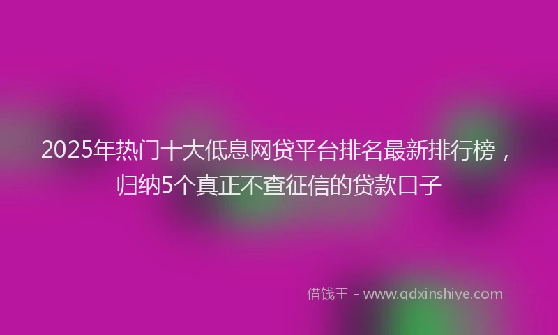 2025年热门十大低息网贷平台排名最新排行榜，归纳5个真正不查征信的贷款口子