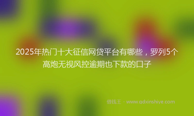 2025年热门十大征信网贷平台有哪些，罗列5个高炮无视风控逾期也下款的口子
