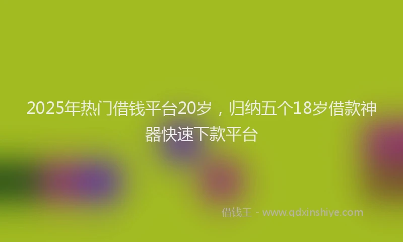 2025年热门借钱平台20岁，归纳五个18岁借款神器快速下款平台