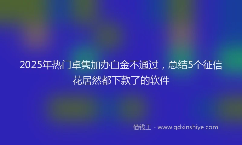 2025年热门卓隽加办白金不通过，总结5个征信花居然都下款了的软件