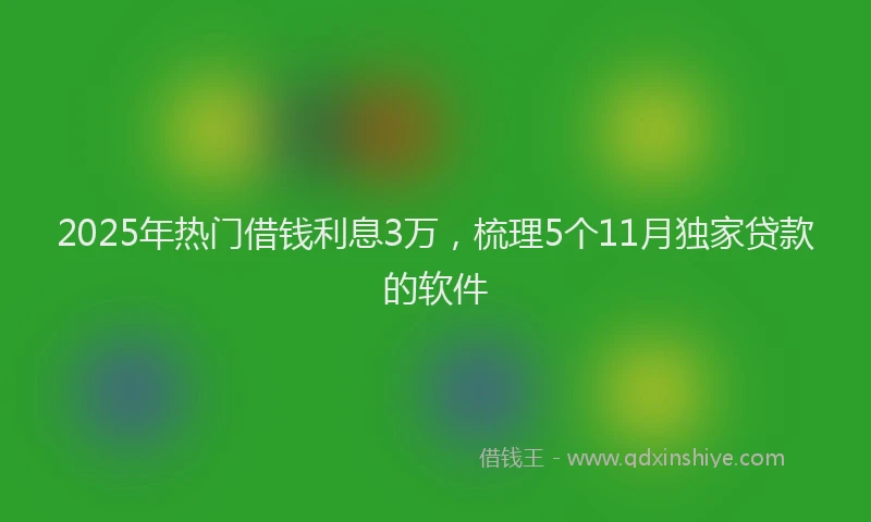 2025年热门借钱利息3万，梳理5个11月独家贷款的软件