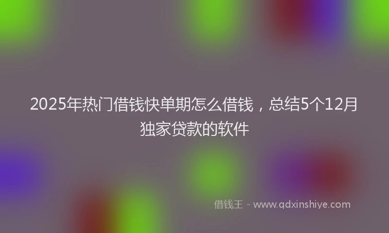 2025年热门借钱快单期怎么借钱，总结5个12月独家贷款的软件