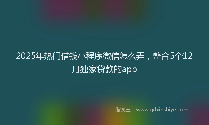 2025年热门借钱小程序微信怎么弄，整合5个12月独家贷款的app