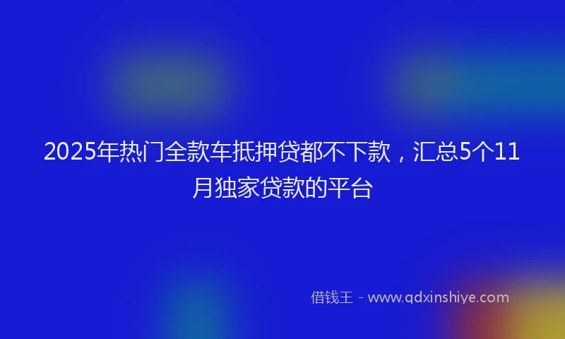 2025年热门全款车抵押贷都不下款，汇总5个11月独家贷款的平台