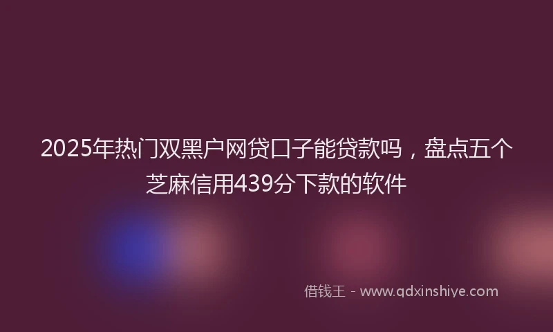 2025年热门双黑户网贷口子能贷款吗，盘点五个芝麻信用439分下款的软件