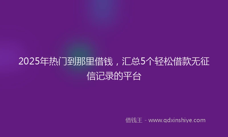 2025年热门到那里借钱，汇总5个轻松借款无征信记录的平台