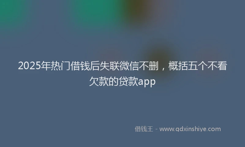 2025年热门借钱后失联微信不删，概括五个不看欠款的贷款app
