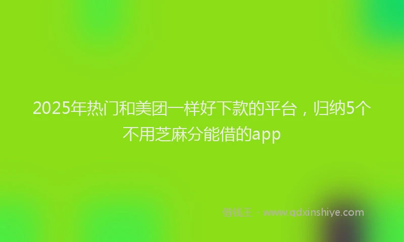 2025年热门和美团一样好下款的平台，归纳5个不用芝麻分能借的app