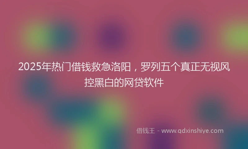 2025年热门借钱救急洛阳，罗列五个真正无视风控黑白的网贷软件
