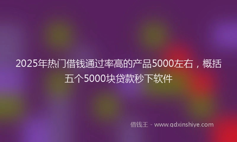 2025年热门借钱通过率高的产品5000左右，概括五个5000块贷款秒下软件
