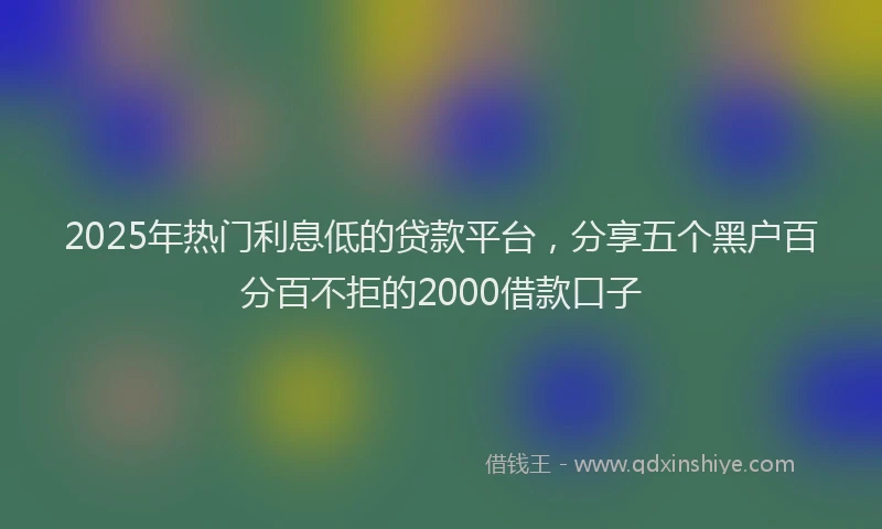 2025年热门利息低的贷款平台，分享五个黑户百分百不拒的2000借款口子