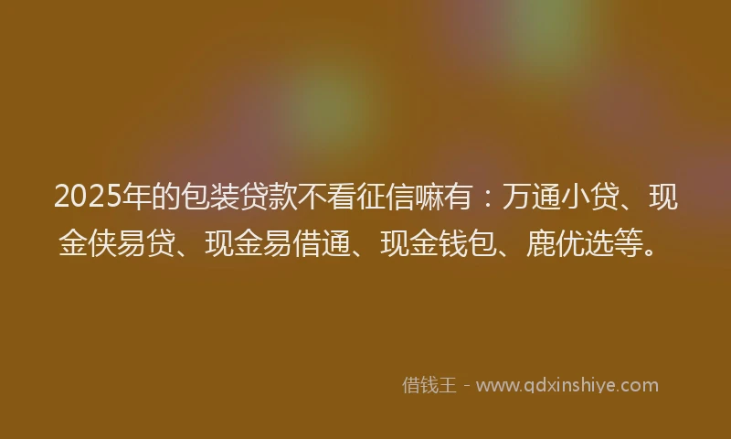2025年的包装贷款不看征信嘛有：万通小贷、现金侠易贷、现金易借通、现金钱包、鹿优选等。