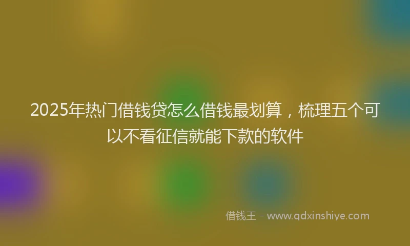 2025年热门借钱贷怎么借钱最划算，梳理五个可以不看征信就能下款的软件