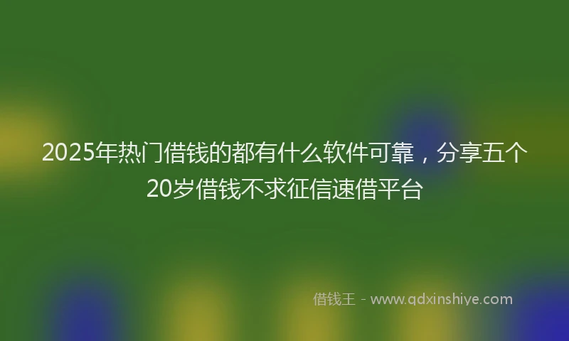 2025年热门借钱的都有什么软件可靠，分享五个20岁借钱不求征信速借平台