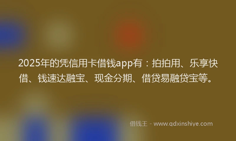 2025年的凭信用卡借钱app有：拍拍用、乐享快借、钱速达融宝、现金分期、借贷易融贷宝等。