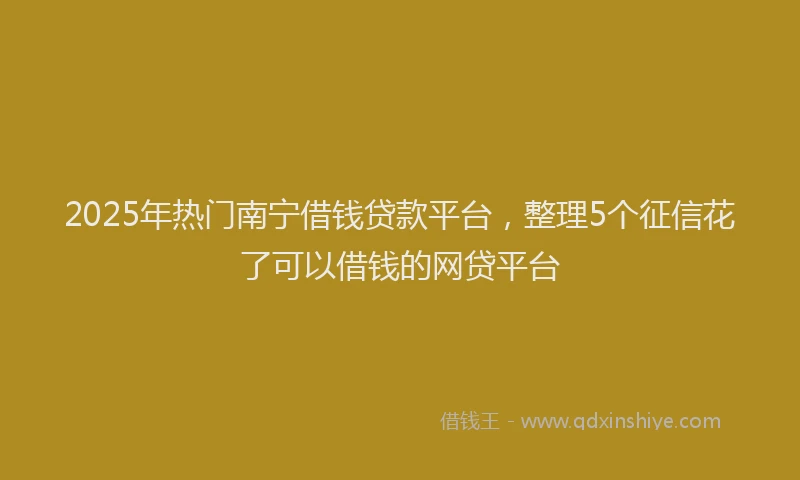 2025年热门南宁借钱贷款平台，整理5个征信花了可以借钱的网贷平台