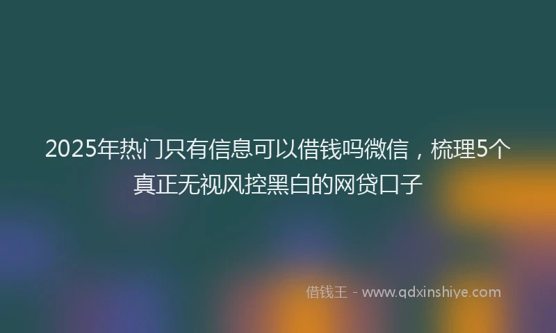 2025年热门只有信息可以借钱吗微信，梳理5个真正无视风控黑白的网贷口子