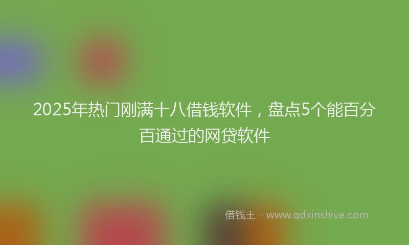 2025年热门刚满十八借钱软件，盘点5个能百分百通过的网贷软件