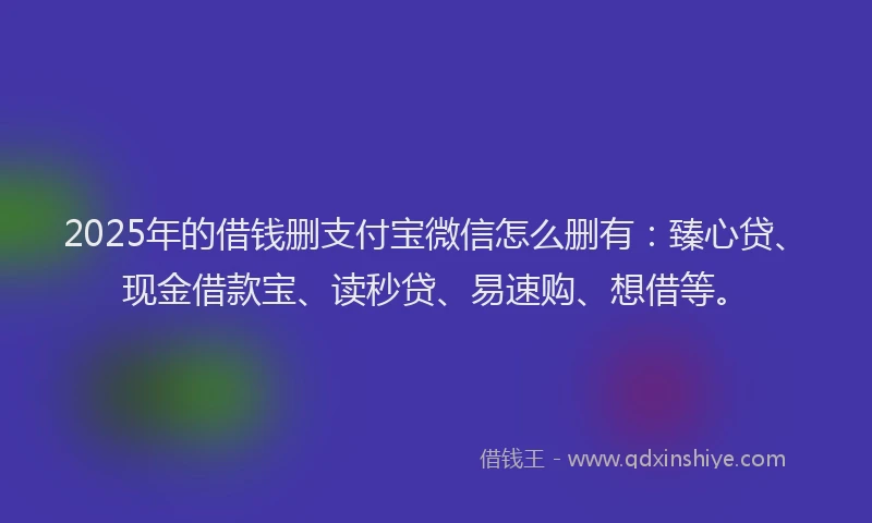 2025年的借钱删支付宝微信怎么删有：臻心贷、现金借款宝、读秒贷、易速购、想借等。