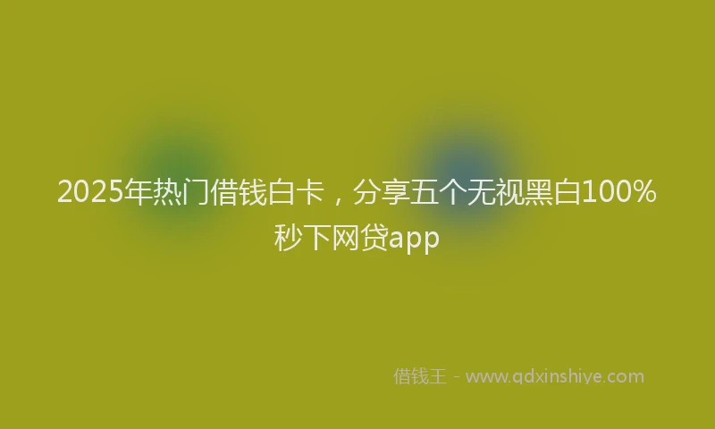 2025年热门借钱白卡，分享五个无视黑白100%秒下网贷app