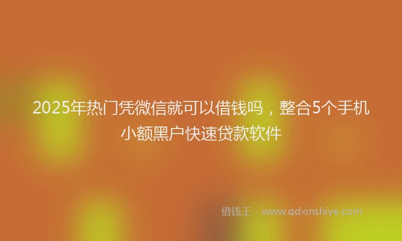 2025年热门凭微信就可以借钱吗，整合5个手机小额黑户快速贷款软件