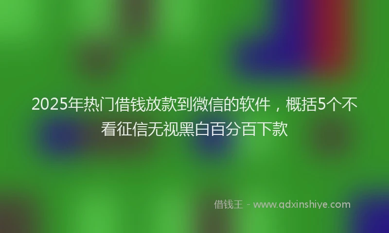 2025年热门借钱放款到微信的软件，概括5个不看征信无视黑白百分百下款