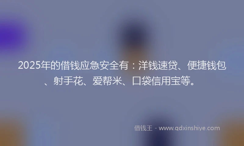 2025年的借钱应急安全有：洋钱速贷、便捷钱包、射手花、爱帮米、口袋信用宝等。